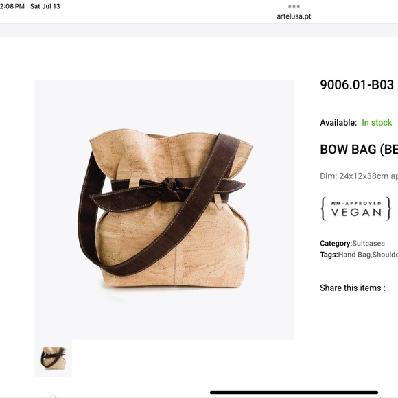 ARTELUSA SHOULDER BAG (BEIGE) WITH BROWN LEATHER BOW - Picture 12 of 15